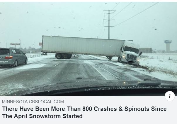 Semi spun out on highway in april snowstorm
